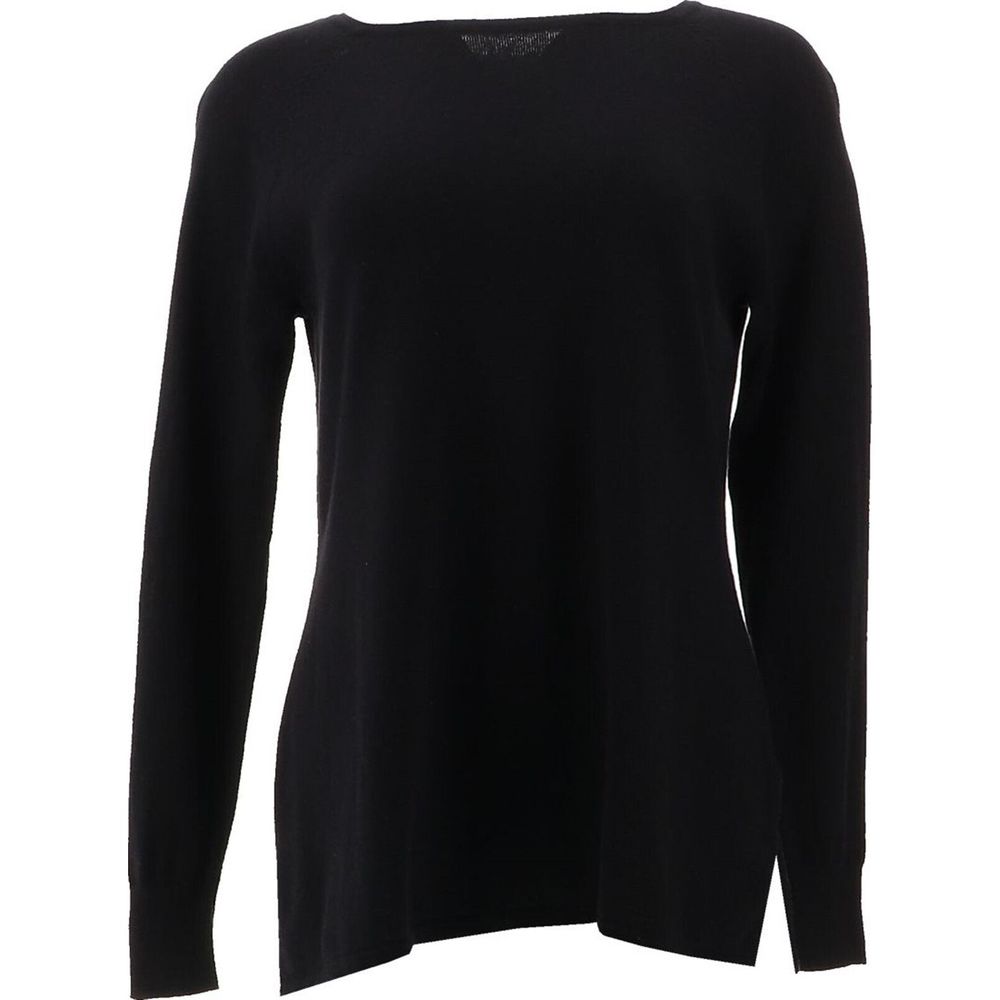 Susan Graver Essential BoatNeck Raglan Slv Sweater Black A4687000